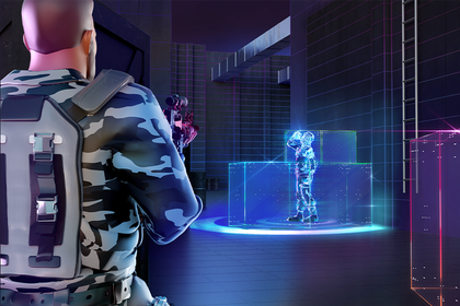Soldier spotting an enemy behind the box, that would otherwise be hidden, due to sound.